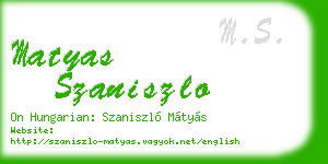 matyas szaniszlo business card